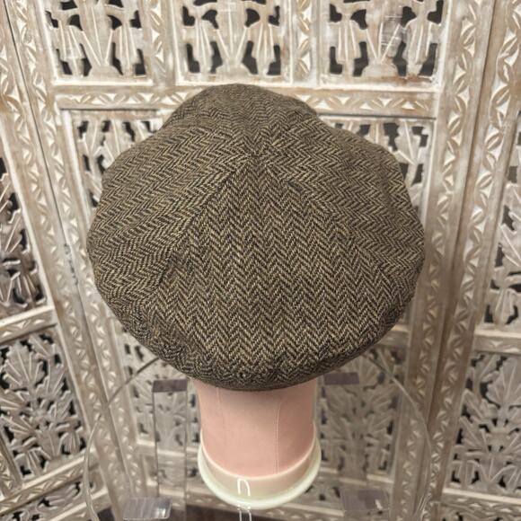 Unisex Brown & Tan Newsboy Hat Walking Gatsby Cap 100% Pure Wool Donegal Tweed - Picture 4 of 9